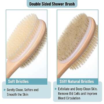 Slick Shower Brush - Double Sided Bath Brush with Long Handle for Effortless Skin Care