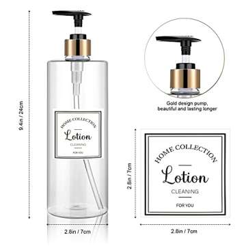 3 Pieces Pump Bottle Set, 25 oz Shampoo and Conditioner Dispenser, Plastic Refillable Soap Dispenser...