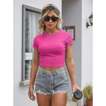 Trendy Women's Summer Crop Tops - Hot Pink Y2K Style