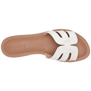 The Drop Women's Monika Flat H-Band Slide Sandal, White, 11