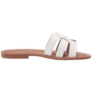 The Drop Women's Monika Flat H-Band Slide Sandal, White, 11