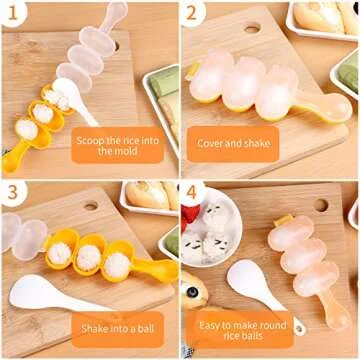 Rice Ball Shaker,Rice Ball Molds, DIY Ball Shaped Kitchen Tools Shakers Food Decor for Kids DIY Lunch Maker Mould with a Mini Rice scoop