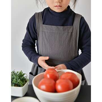 Jevopan Children Bib Apron Kids Apron with Extra Waist Frilly Design for Child with 2 Pockets, for Craft Kitchen Housework Gardening Cooking Baking Arts and Crafs Painting, Age 4-10 (Pink, Kids M)