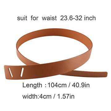 CHIC DIARY Women Fashion Knot Belt for Dress Jeans PU Leather Tie Waist Belt No Buckle Cinch Belt (C...