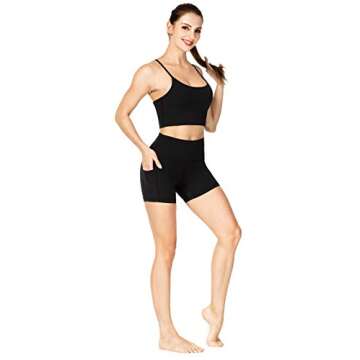 Sunzel 8" / 5" / 3" Biker Shorts for Women with Pockets, High Waisted Yoga Workout Shorts Black