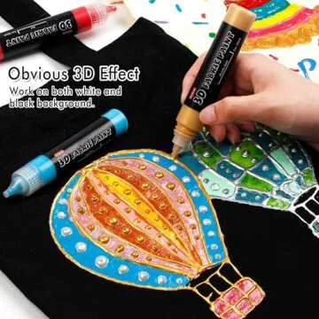 66 Colors Fabric Paint, Shuttle Art 3D Fabric Paint with Stencil and Brushes, Permanent Textile Paint Includes Neon, Metallic, Glitter and Glow in the Dark Paint, Ideal for Clothing and DIY Decoration