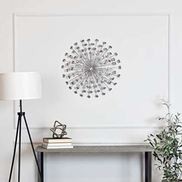 Stratton Home Decor Silver Acrylic Burst Decor | Metal and Acrylic Art Deco Wall Art | Easy to Mount...