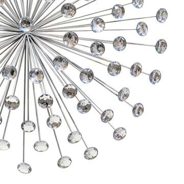 Stratton Home Decor Silver Acrylic Burst Decor | Metal and Acrylic Art Deco Wall Art | Easy to Mount Sunburst Wall Decor with a Shimmery Finish| 24”x 5”x24”