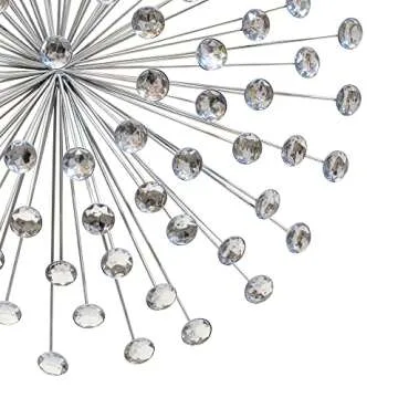 Stratton Home Decor Silver Acrylic Burst Decor | Metal and Acrylic Art Deco Wall Art | Easy to Mount Sunburst Wall Decor with a Shimmery Finish| 24”x 5”x24”