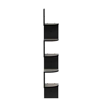 Furinno Rossi Wall Mount Floating Corner Shelf, 5-Tier Radial, French Oak Grey/Black