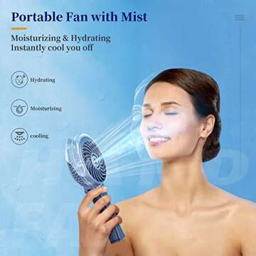 HandFan Portable Misting Fan with 34ml Water Tank, Handheld Personal Mister Fan Rechargeable, Battery Operated Spray Water Mist Fan, Mini Cooling Fans for Makeup, Travel, Outdoors, Disney(Royal Blue)