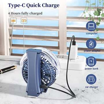 HandFan Portable Misting Fan with 34ml Water Tank, Handheld Personal Mister Fan Rechargeable, Battery Operated Spray Water Mist Fan, Mini Cooling Fans for Makeup, Travel, Outdoors, Disney(Royal Blue)