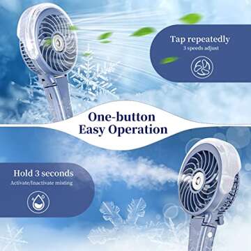 HandFan Portable Misting Fan with 34ml Water Tank, Handheld Personal Mister Fan Rechargeable, Battery Operated Spray Water Mist Fan, Mini Cooling Fans for Makeup, Travel, Outdoors, Disney(Royal Blue)