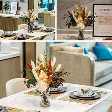 IBAZHA 60pcs Small Pampas Grass, 17 Inch Natural Dried Short Pompas Flower for Boho Home Decor, DIY ...