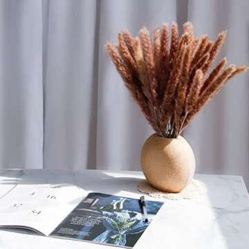 IBAZHA 60pcs Small Pampas Grass, 17 Inch Natural Dried Short Pompas Flower for Boho Home Decor, DIY Floral Arrangement and Table Centerpiece