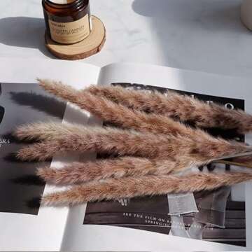 IBAZHA 60pcs Small Pampas Grass, 17 Inch Natural Dried Short Pompas Flower for Boho Home Decor, DIY Floral Arrangement and Table Centerpiece