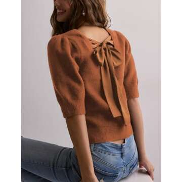 Lentta Trendy Bow Knit Sweater for Women - Chic Comfort