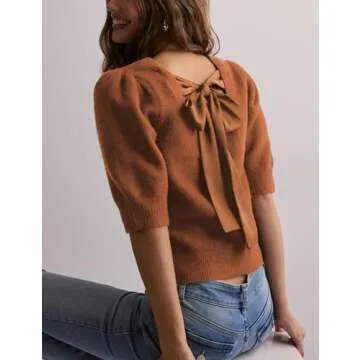 Lentta Trendy Bow Knit Sweater for Women - Chic Comfort