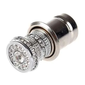 Bling Car Decor Crystal Bling Car Cigarette Lighter, Rhinestone Auto Interior Accessory, 12V Glam Decor, Silver Plastic with Rhinestone Decoration