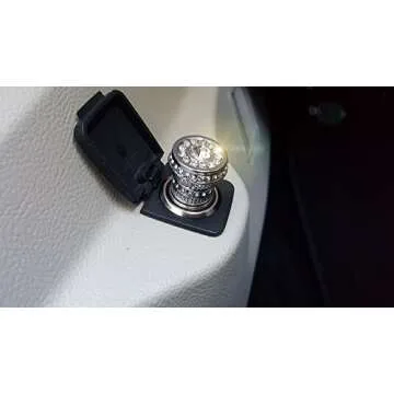 Bling Car Decor Crystal Bling Car Cigarette Lighter, Rhinestone Auto Interior Accessory, 12V Glam Decor, Silver Plastic with Rhinestone Decoration
