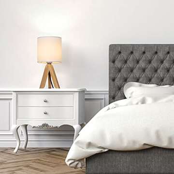 Stylish HAITRAL Small Bedside Table Lamps Set of 2 - Modern & Compact Design