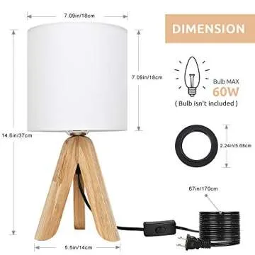 Stylish HAITRAL Small Bedside Table Lamps Set of 2 - Modern & Compact Design