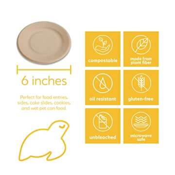 Earth's Natural Alternative Eco-Friendly, Natural Compostable Plant Fiber 6" Plate, Natural, 20 Count, Model:ECOP001pk20