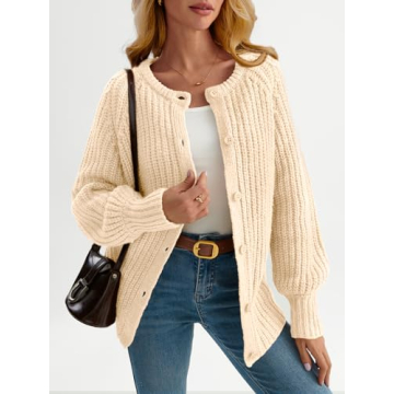 LILLUSORY Chunky Knit Cardigan for Women - Trendy & Cozy