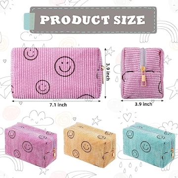 Cute Corduroy Cosmetic Bags for Women Gift Set 3 Pcs