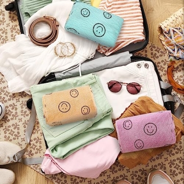 Cute Corduroy Cosmetic Bags for Women Gift Set 3 Pcs