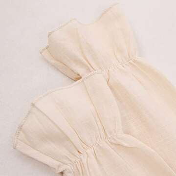 IZYJOY Toddler Baby Girl Cotton Linen Dress Long Sleeve Stand Crew Collar Casual Pockets Dresses Fall Winter White Dresses (Cream-A, 12-18Months)