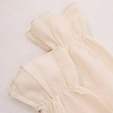 IZYJOY Toddler Baby Girl Cotton Linen Dress Long Sleeve Stand Crew Collar Casual Pockets Dresses Fall Winter White Dresses (Cream-A, 12-18Months)