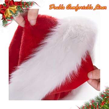BALORAY Santa Hat for Adults Big Santa Hat Comfort Double Liner Plush Red Velvet for Christmas Gift