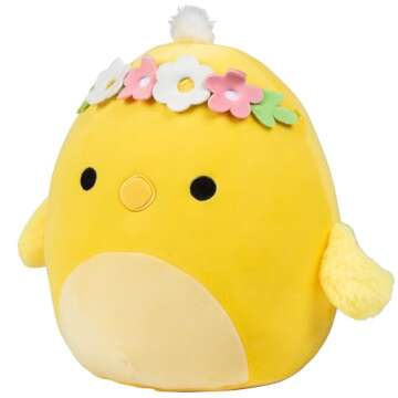Squishmallows Original 10-Inch Triston The Chick with Flower Crown - Official Jazwares Plush - Collectible Soft & Squishy Chick Stuffed Animal Toy - Gift for Kids, Girls & Boys