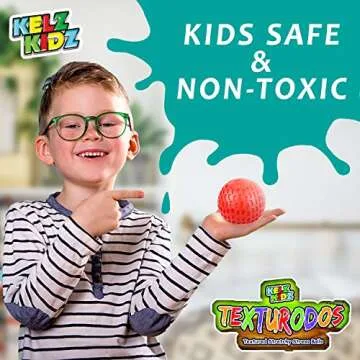 KELZ KIDZ® TEXTURODOS® Textured Pull and Stretch Sensory Bin Stress Balls (4 Pack) - Great Therapeutic Toy for People with Anxiety Disorders -Patented-