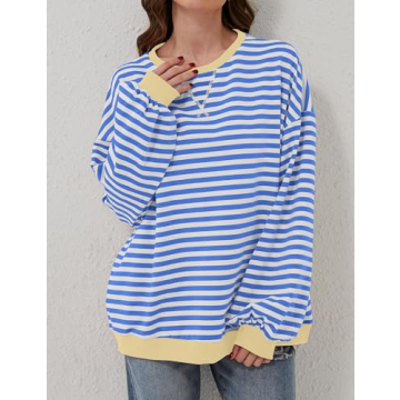 synound Oversized Striped Sweatshirt for Trendy Comfort