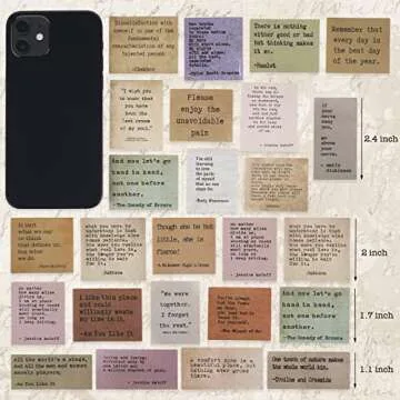 LakoArt 180 Pieces Retro Typewriter Style Motivational Quotes Stickers (3 Pcs. Each), Inspirational Vintage Journaling Stickers, Famous Words Scrapbook Sticker for Planner Bullet Junk Journal Laptops