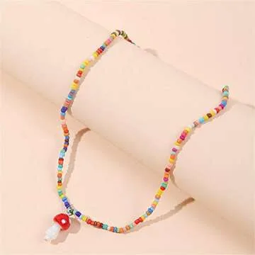 Colorful Mushroom Shape Necklace for Women - Handmade Jewelry
