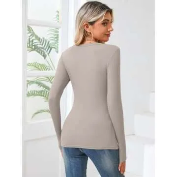 KLWCJFFF Women's Slim Fit Long Sleeve Crewneck Shirts