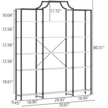 Auromie Triple Wide 5-Tier Bookshelf, 70.87" L x 79.13" H Extra Large Bookcase, Tall Open Etagere Di...