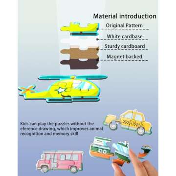 Magnetic Puzzles for Toddlers 1-3, Travel Puzzles Games for Kids Ages 1 2 3 4 5, Traffic Car Activities Toy Jigsaw Puzzles Book for Boys & Girls 3-5 2-4, Learning Magnet Gift for Road Trip (Vehicle)