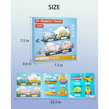 Magnetic Puzzles for Toddlers 1-3, Travel Puzzles Games for Kids Ages 1 2 3 4 5, Traffic Car Activities Toy Jigsaw Puzzles Book for Boys & Girls 3-5 2-4, Learning Magnet Gift for Road Trip (Vehicle)