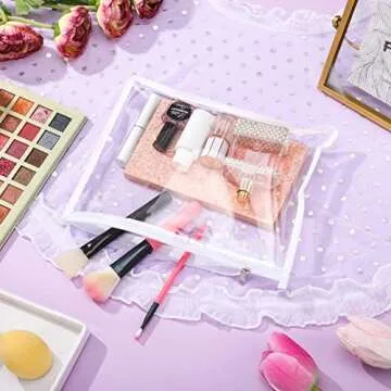 Chengu 12 Pcs Clear Zipper Pouches PVC Travel Zipper Pouch Folder Storage Bags Waterproof Document Pencil Bag for Office Game Puzzles Travel Makeup Home Organize(10 x 8 x 0.2 Inch,White)