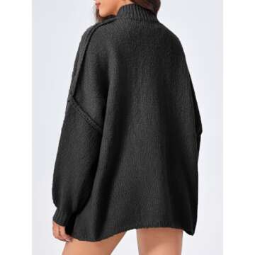 Saodimallsu Womens Oversized Cardigans Long Lantern Sleeve Button Down Chunky Knit Loose Fall Sweater Coats