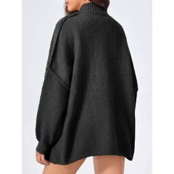 Saodimallsu Womens Oversized Cardigans Long Lantern Sleeve Button Down Chunky Knit Loose Fall Sweater Coats