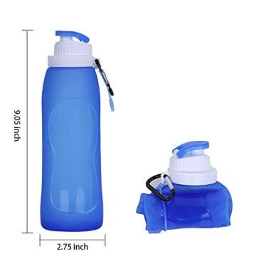 Collapsible Water Bottles(2 Count), MCOMCE Foldable Water Bottles for Travel & Collapsable Water Bottle with Clip for Backpack, Portable Silicone Water Bottle, Collapse Water Bottles for Travel