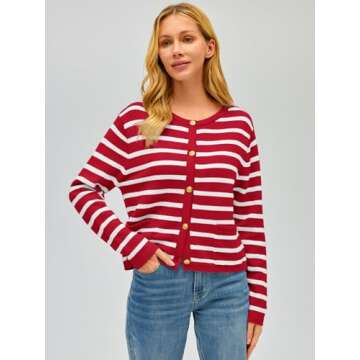 EFAN Womens Cropped Cardigan Sweaters 2024 Fall Trendy Lightweight Knit Tweed Blazer Jackets Dressy ...