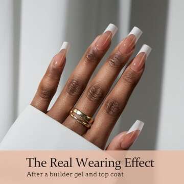 BTArtboxnails XCOATTIPS French Tip Nail Kit - Long Square Brown French Nail Tips with Nail Gel, French Protecing Duo, Nail Lamp, Gel Nail Extension Kit