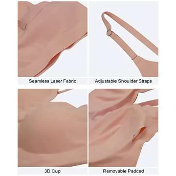 DEANGELMON Comfort V Neck Bralettes 4-Pack for Women