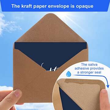 Joyberg 34 PCS Thank You Cards With Envelopes, Blank Navy Baby Shower Thank You Cards, Brown Paper Envelopes and Stickers Thank You Notes, Wedding Thank You Cards With Envelopes